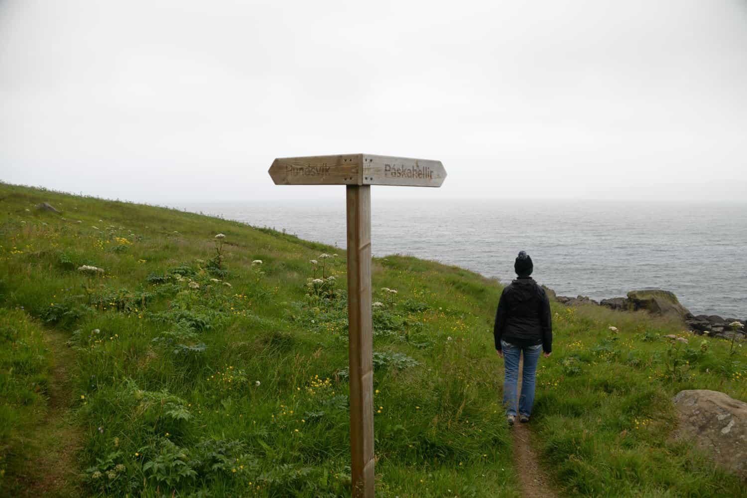 This sign post was in the middle of a peat bog in Neskaupstadur, Iceland. Which way to go?